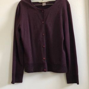 NORTON McNAUGHTON PETITES WINE BUTTON DOWN SWEATER PS